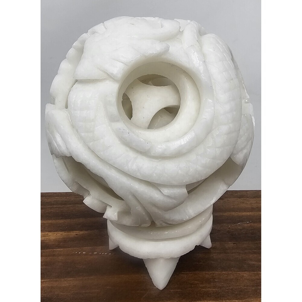 Hand Carved White Soapstone Linglong Generation Chinese Nesting Puzzle Ball - Picture 3 of 10